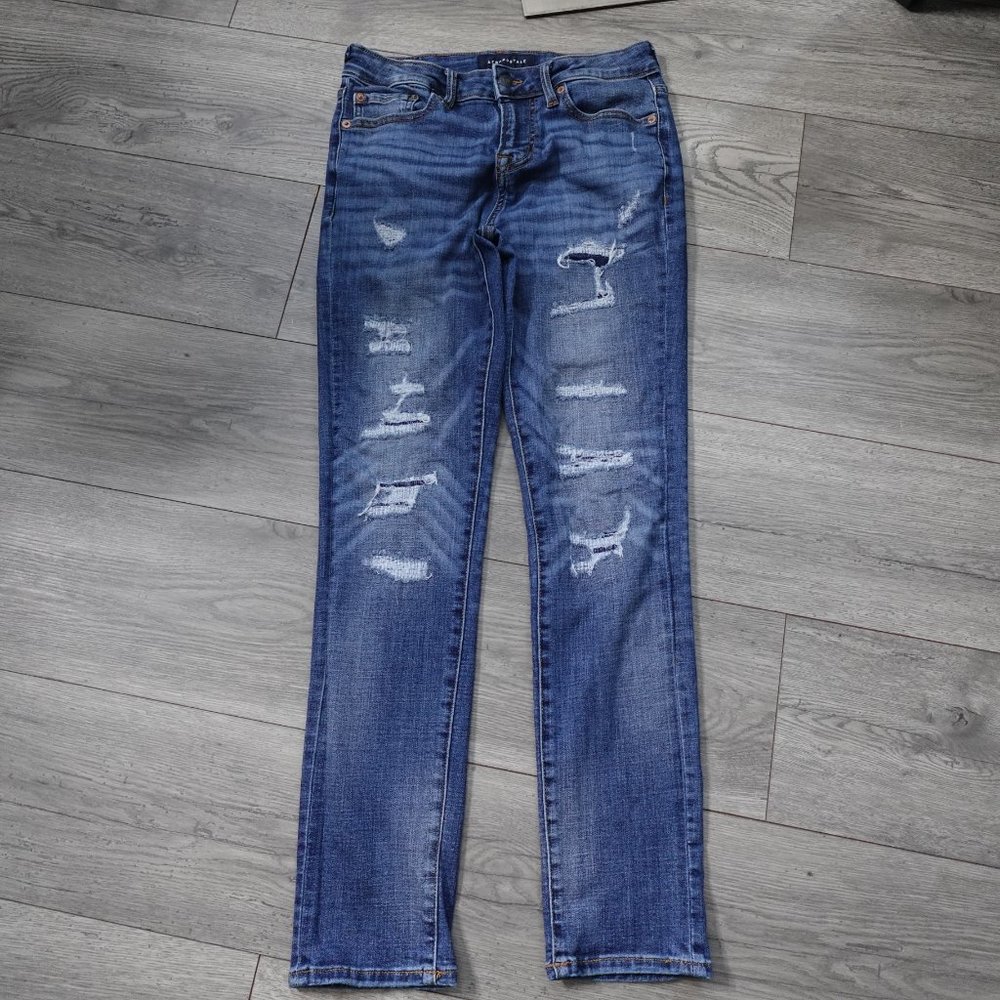 Aeropostale Young Mens Distressed Skinny Jeans 28 - Medium wash